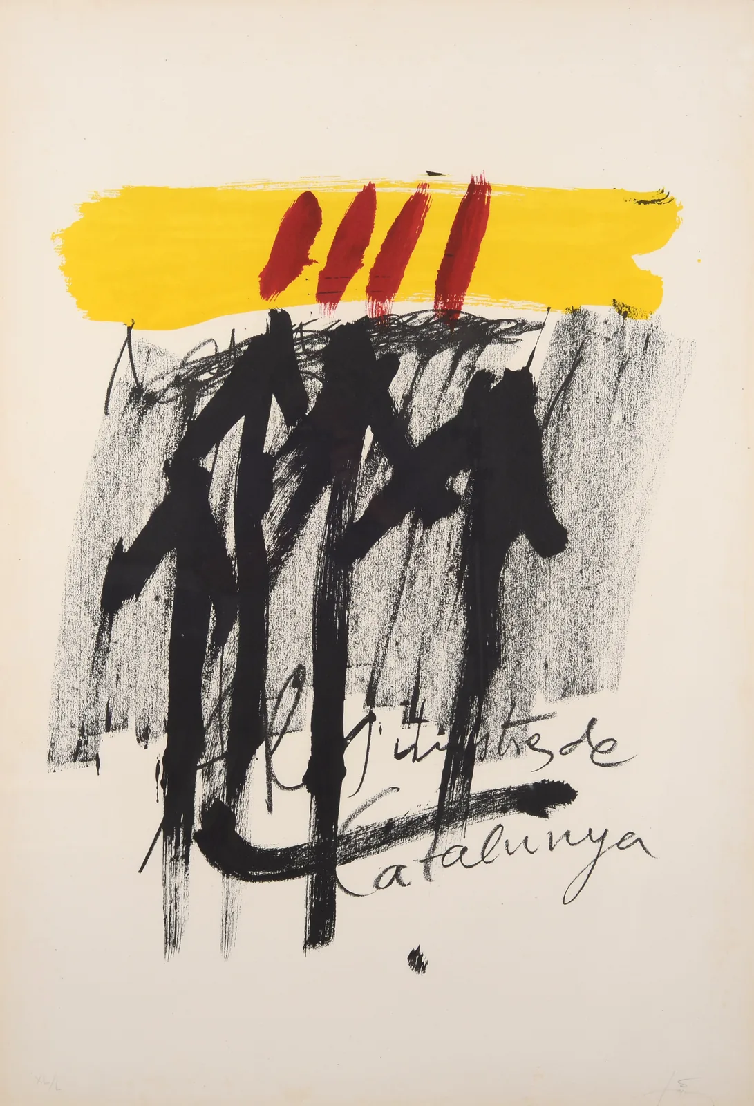 Antoni Tàpies, Als mestres de Catalunya, Plate 8, 1974. Lithograph Image: 40 x 27 ¾ inch Frame: 41 x 29 inches Edition XL of L Hand-signed by artist