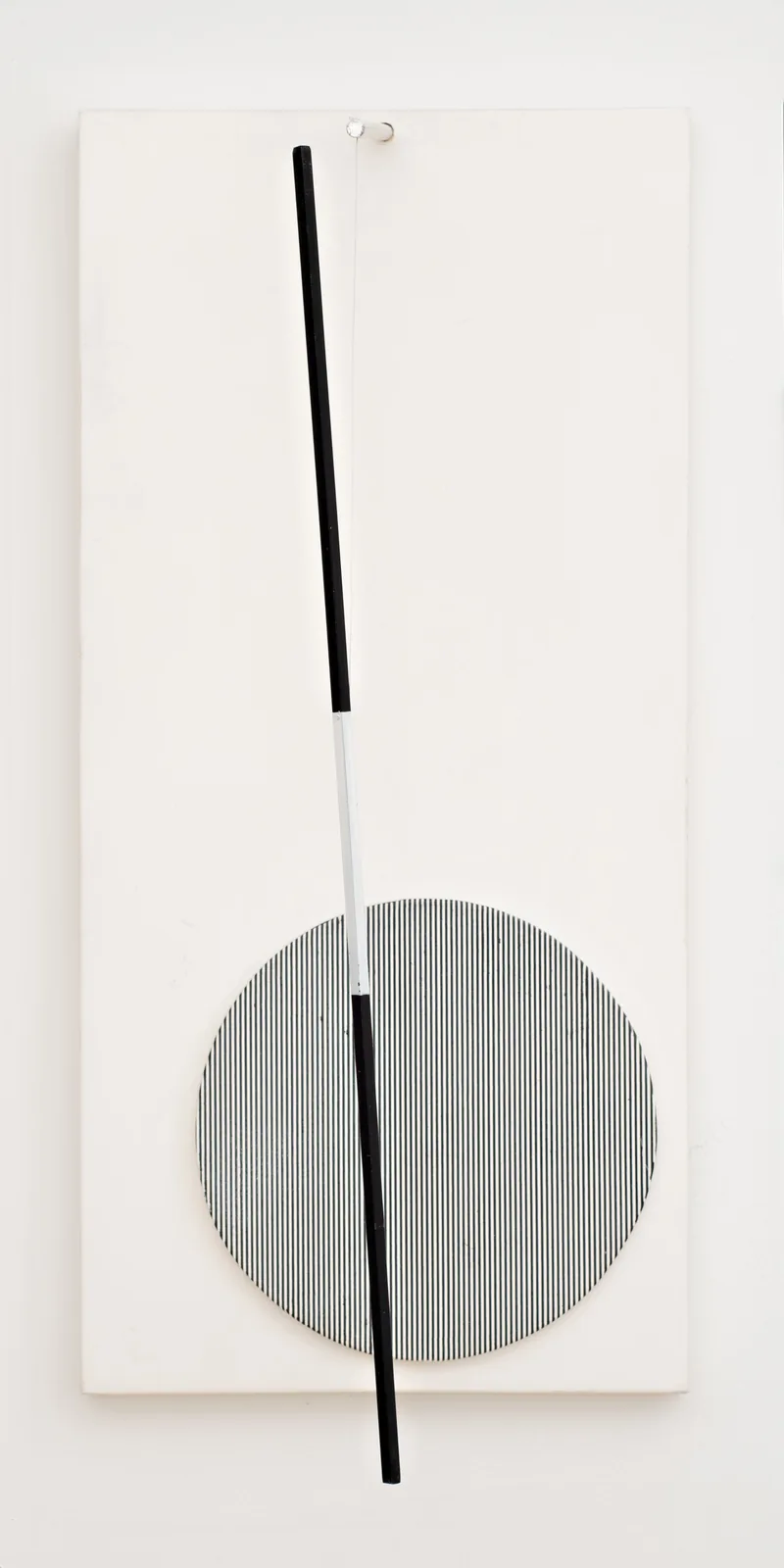 Jesús Rafael Soto, Tige Vibrant, 1967. Plexiglass, screenprint aluminium and coloured metal sticks on nylon threads Size: 19 ¾ x 9 ½ x 1 inches Edition 20 of 200 Signature incised on top and bottom