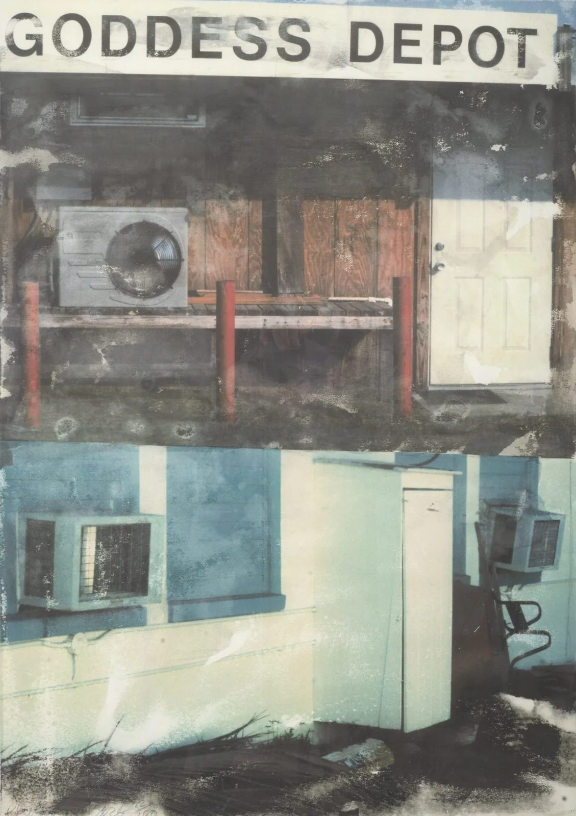 Robert Rauschenberg, In Transit (Goddess Depot) from the series 'Doctor of the World', 2001. offset lithograph in colours, on wove paper Image: 41 ¾ x 29 ½ inch Frame: 43 ¾ x 31 ½ inch Edition 32 of 100 Signature, date and edition on front